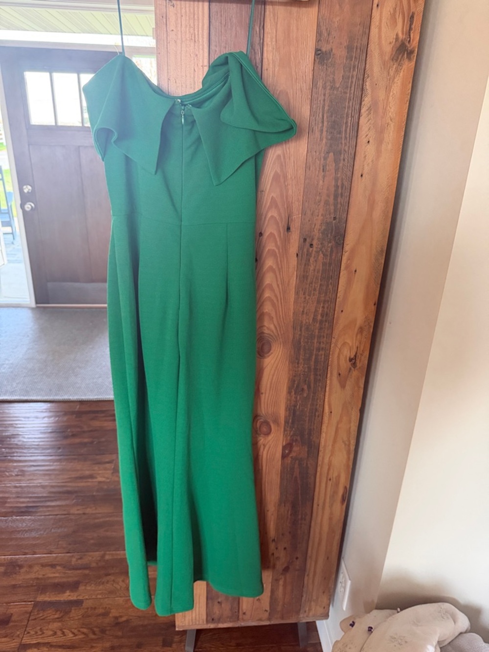 New York & Company Emerald One-Shoulder Ruffle Dress
